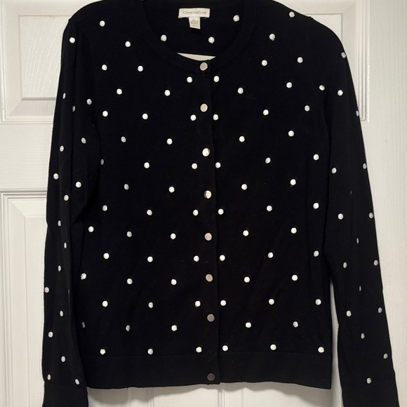 Calvin Klein Sweaters - Charter Club Black and White Polka Dot Cardigan